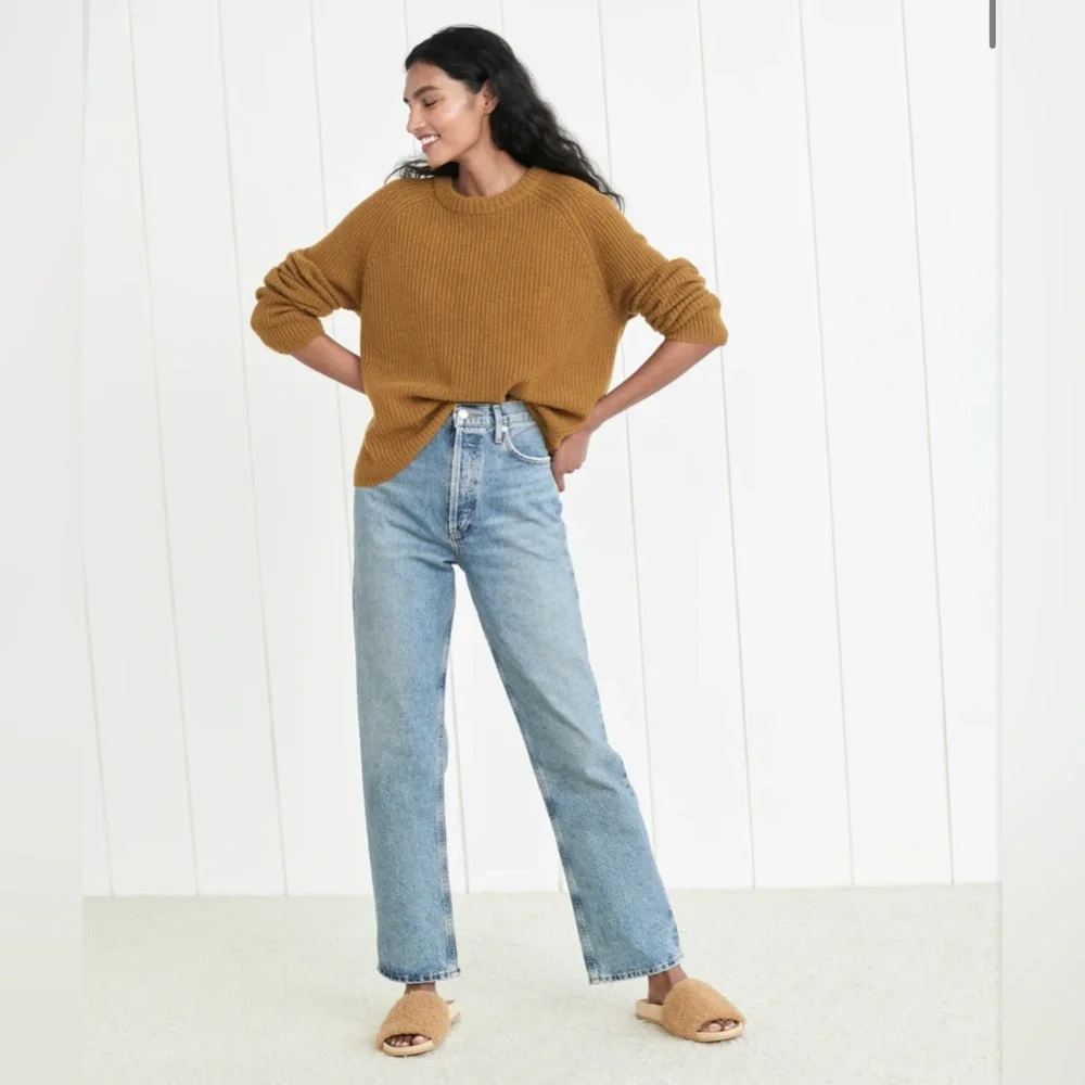 Jenni Kayne Cashmere Fisherman Sweater Bronze Gold Size Large - Picture 1 of 8